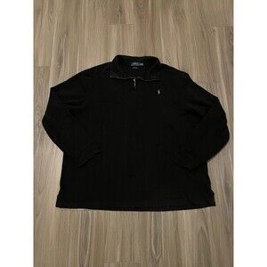 Polo Ralph Lauren Sweater Mens 2XL black 1/4 Zip Mock Pullover Pony Cotton Size